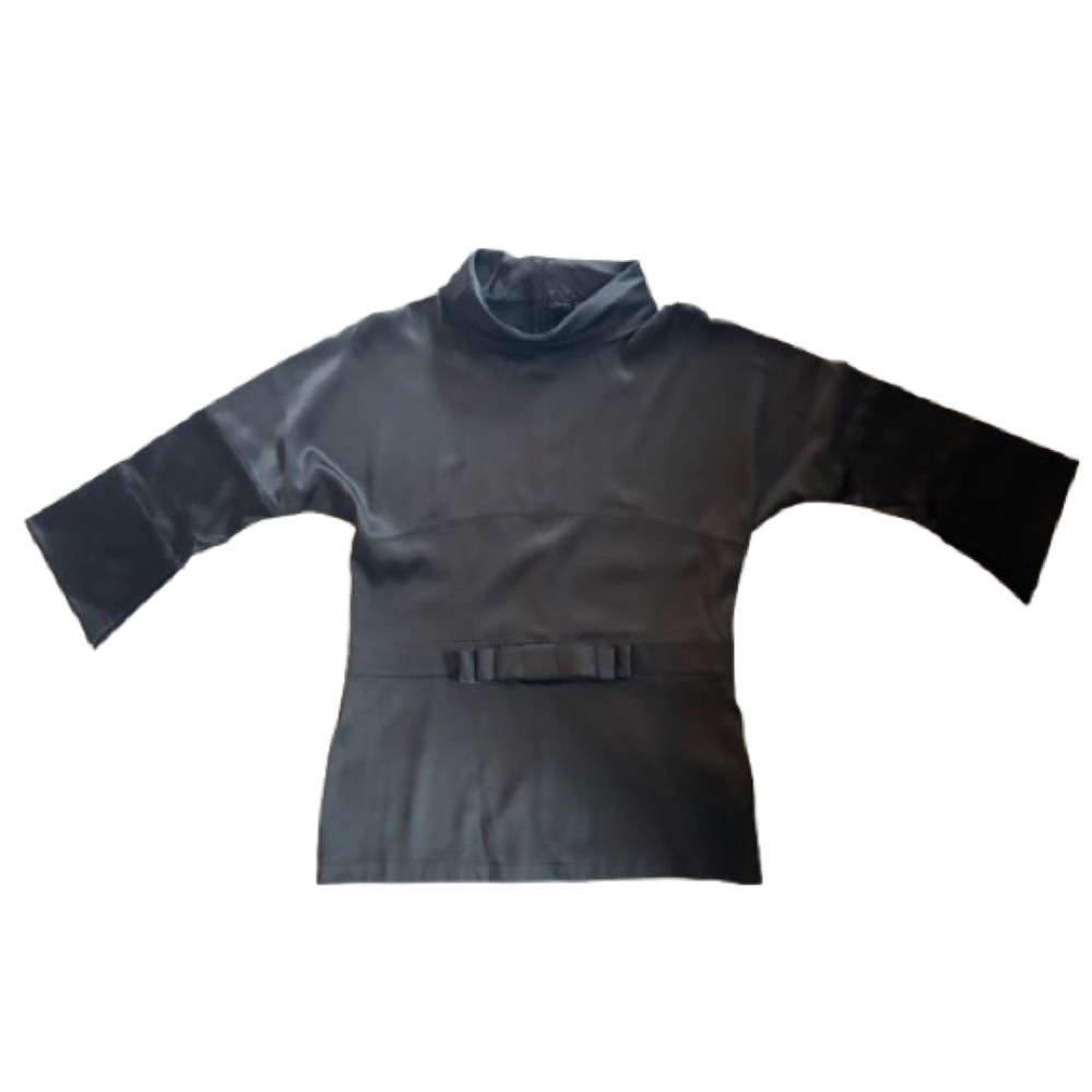 Gianfranco Ferré Black Silk Structured Top | Back Zip | Made in Italy | IT 44